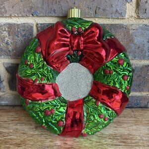 Jumbo Shatterproof Christmas Ornament Wreath 9”x8”